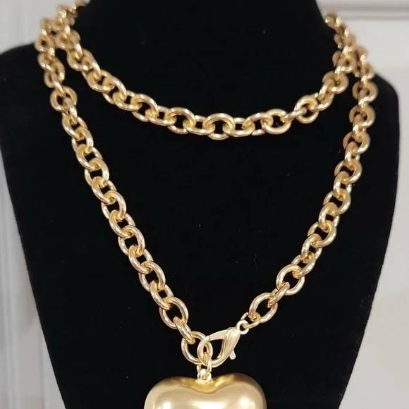 NWT ⚜️💛⚜️ Piper K Gorgeous Golden Tone Heart Pendant Convertible Necklace - Picture 10 of 15